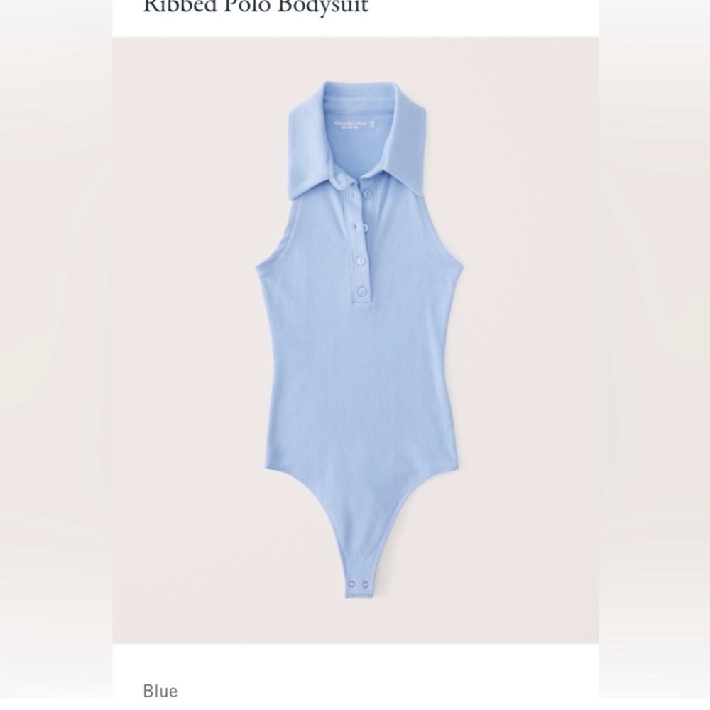 Abercrombie & Fitch Women's Ribbed Polo Bodysuit - Blue